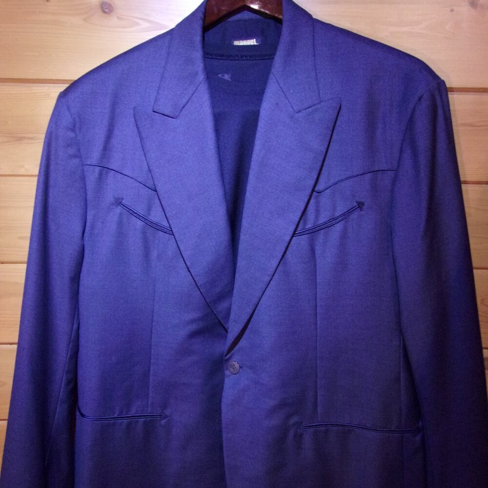 Vintage Manuel Couture Embellished Silk Blazer – Gray – Size 48R – Excellent Con